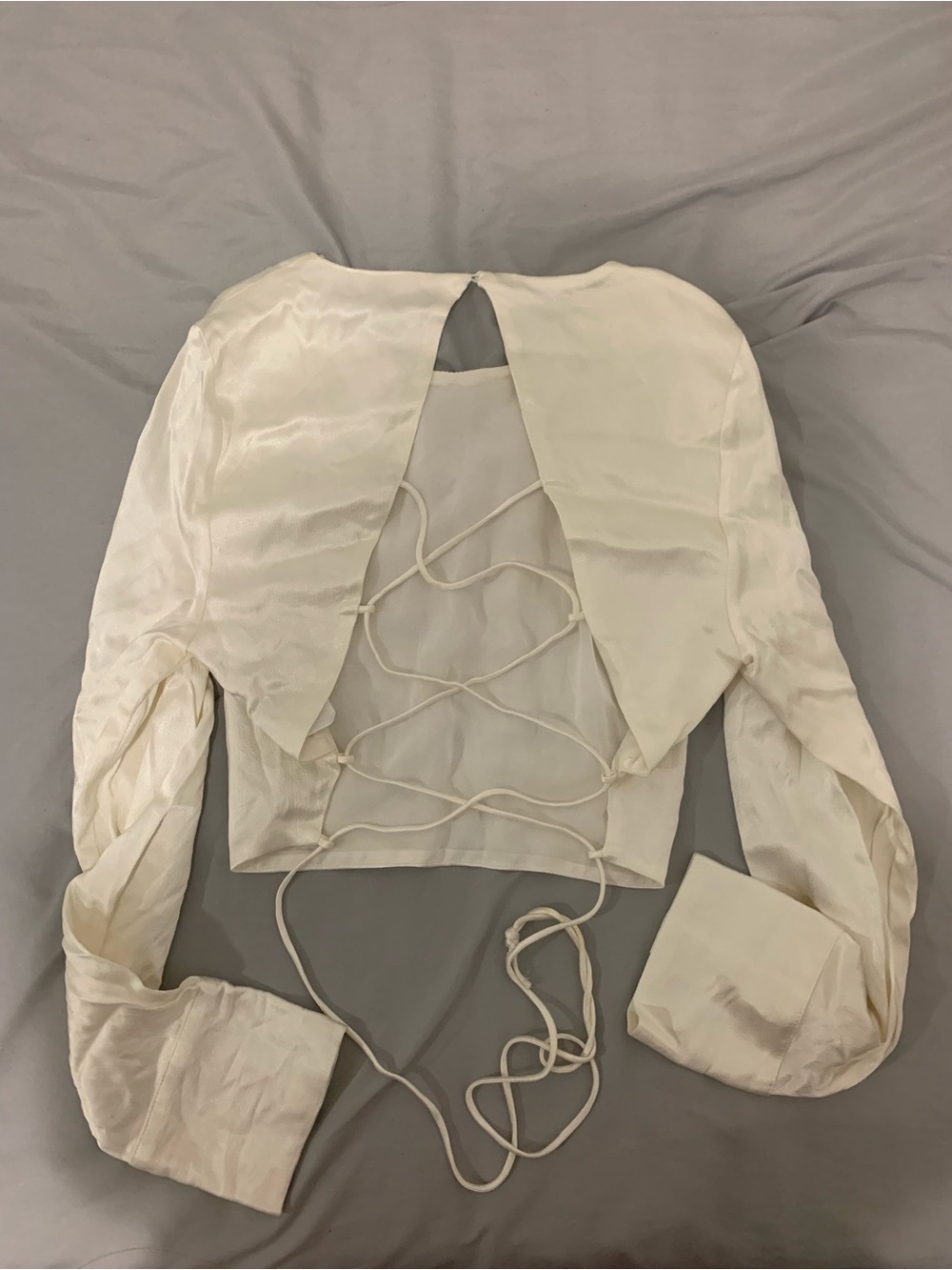 Zara Cream Satin Crop Top